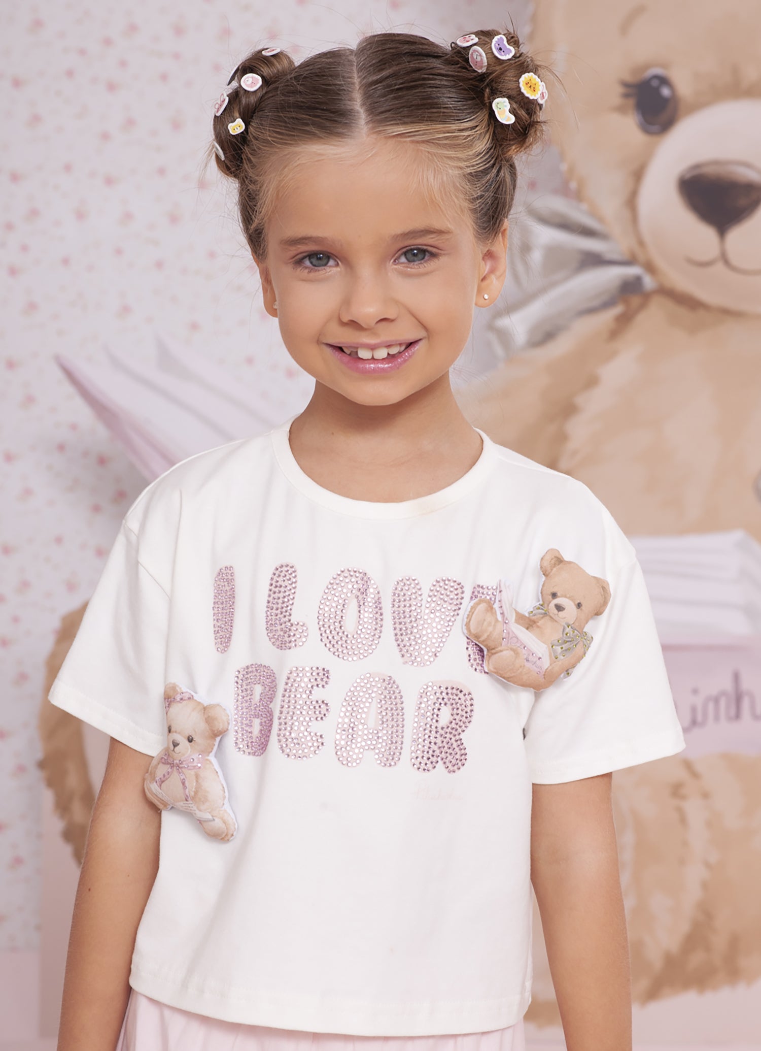 Blusa Cotton I Love Bear Ursinhos Puffer