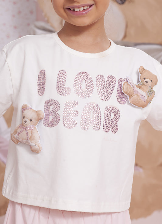 Blusa Cotton I Love Bear Ursinhos Puffer