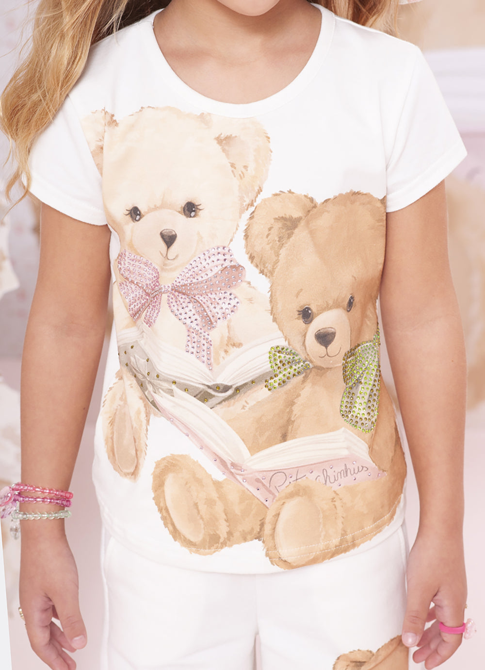 Blusa Cotton Ursinhas Livros
