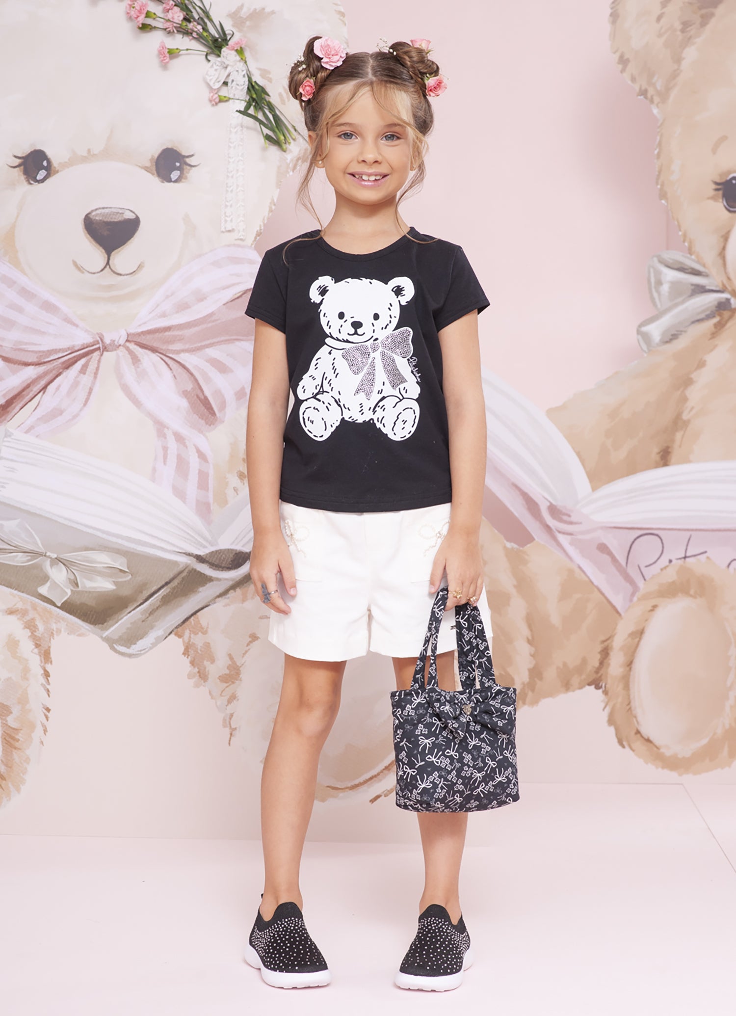 Short Sarja Lacinhos Bordados