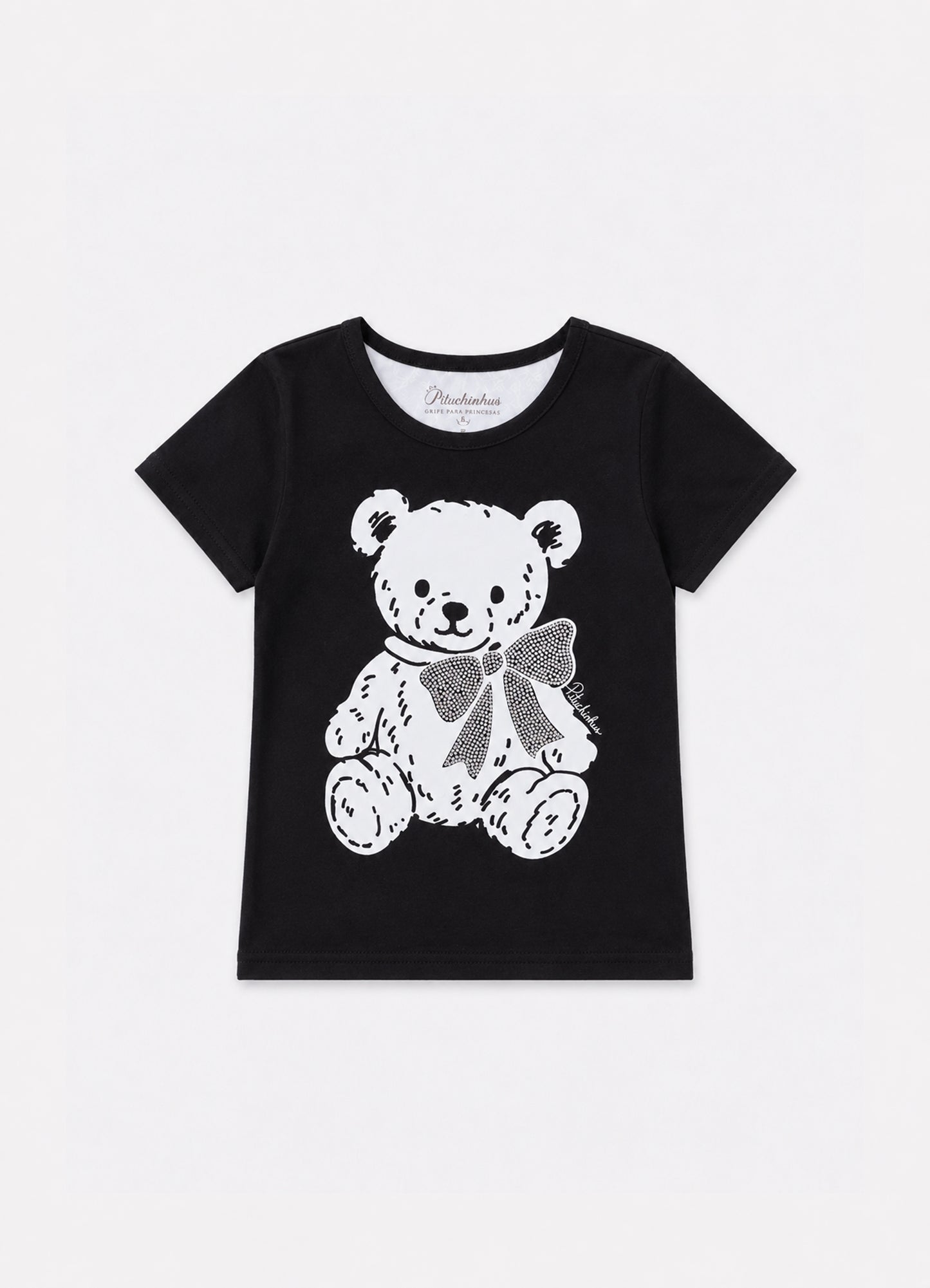 Blusa Cotton Ursinha Laço Cristais