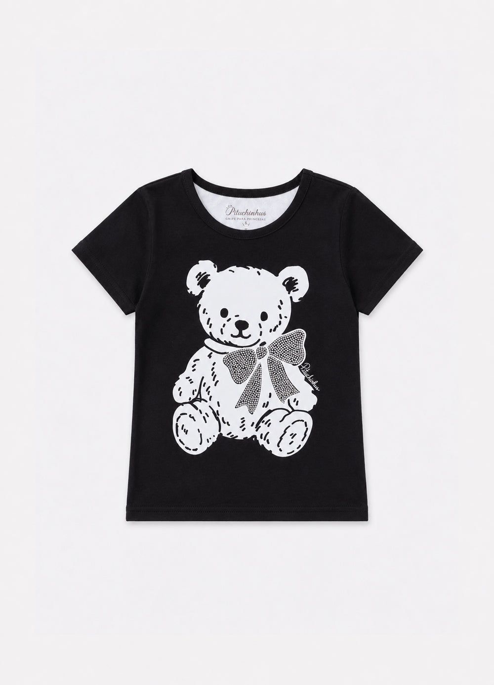 Blusa Cotton Ursinha Laço Cristais