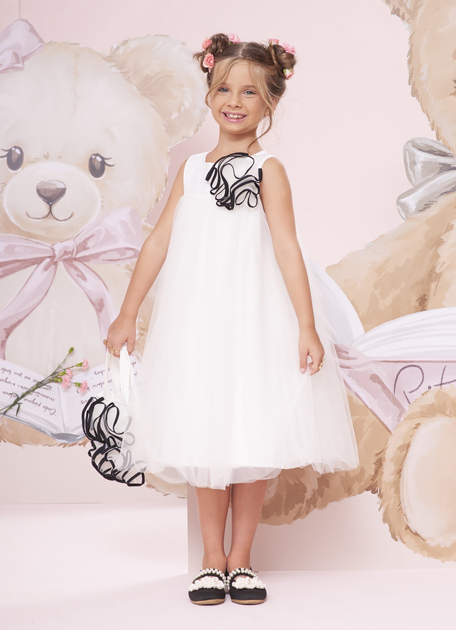Vestido Tule Maxi Flor