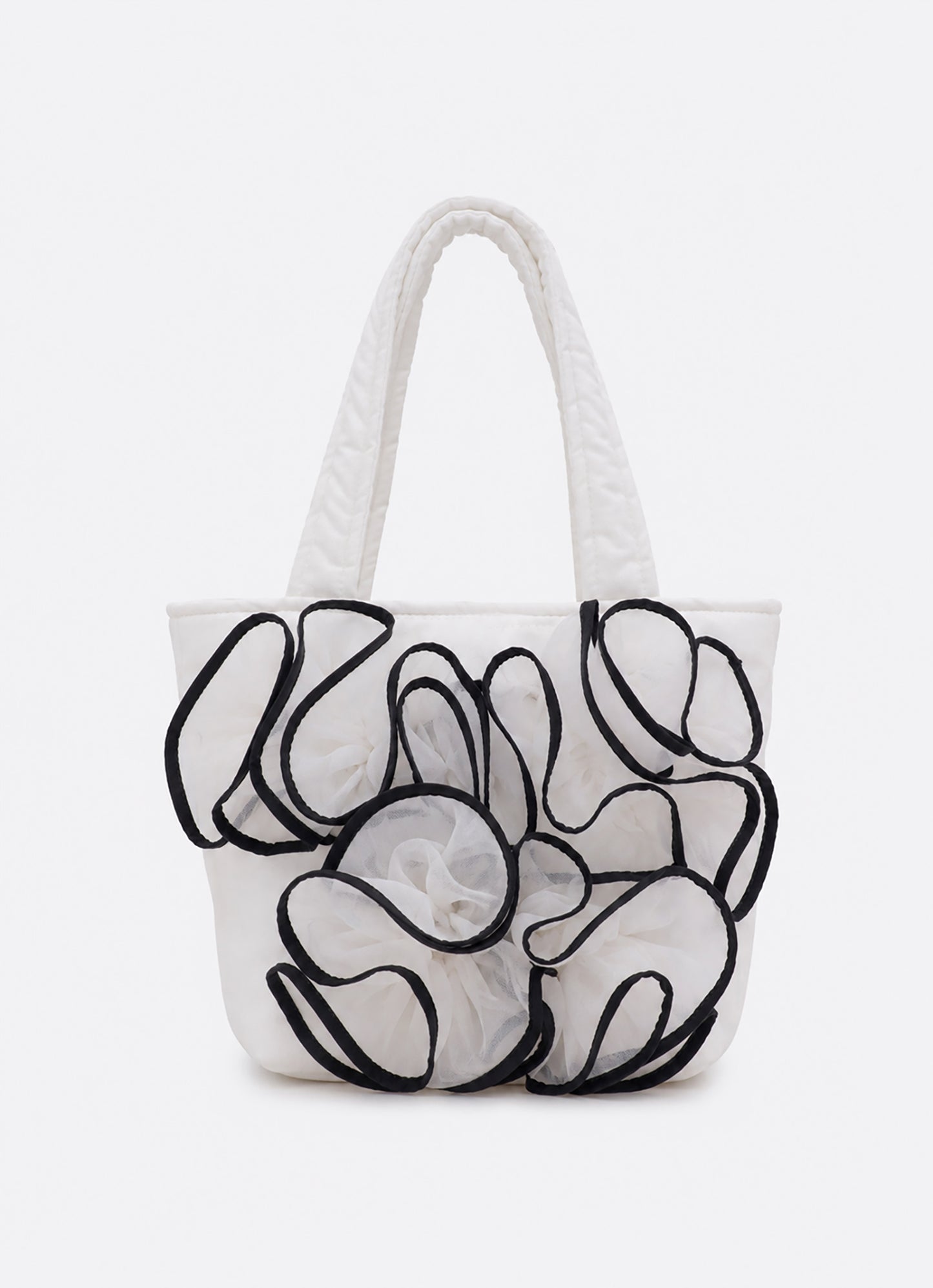 Bolsa Puffer Tricoline Flores Tule