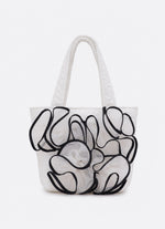 Bolsa Puffer Tricoline Flores Tule