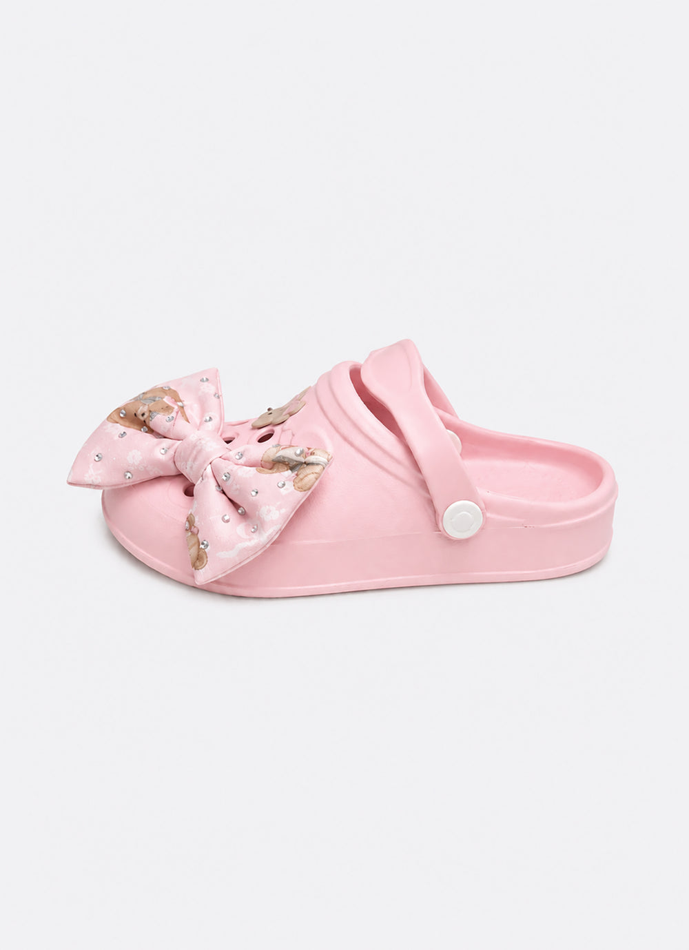 Sandália Clogs Laço Puffer Ursinha