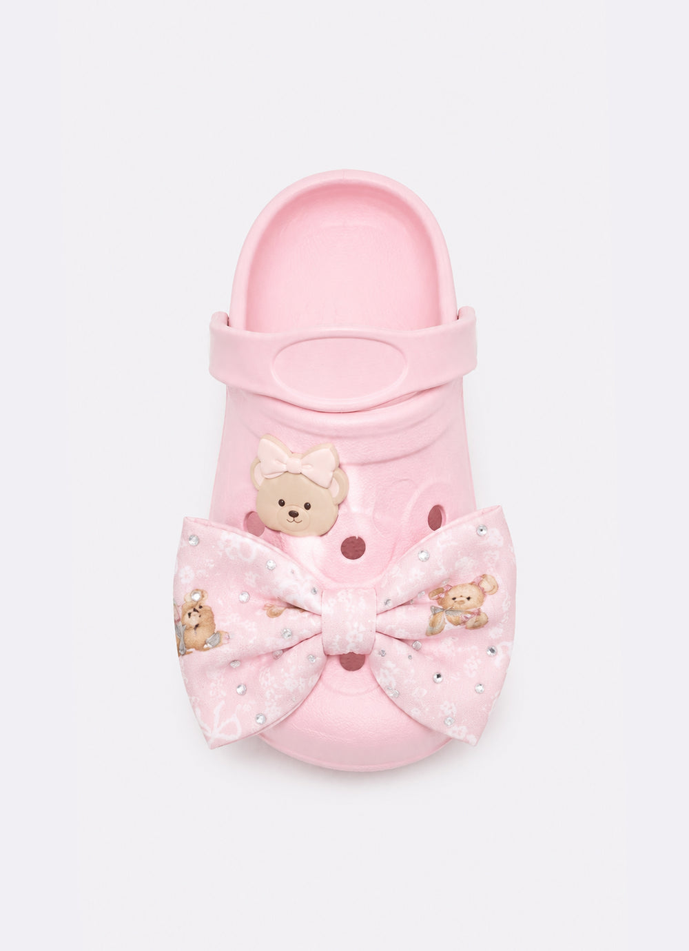 Sandália Clogs Laço Puffer Ursinha