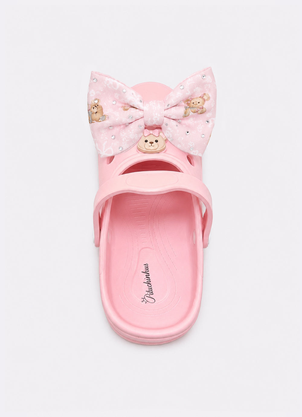 Sandália Clogs Laço Puffer Ursinha