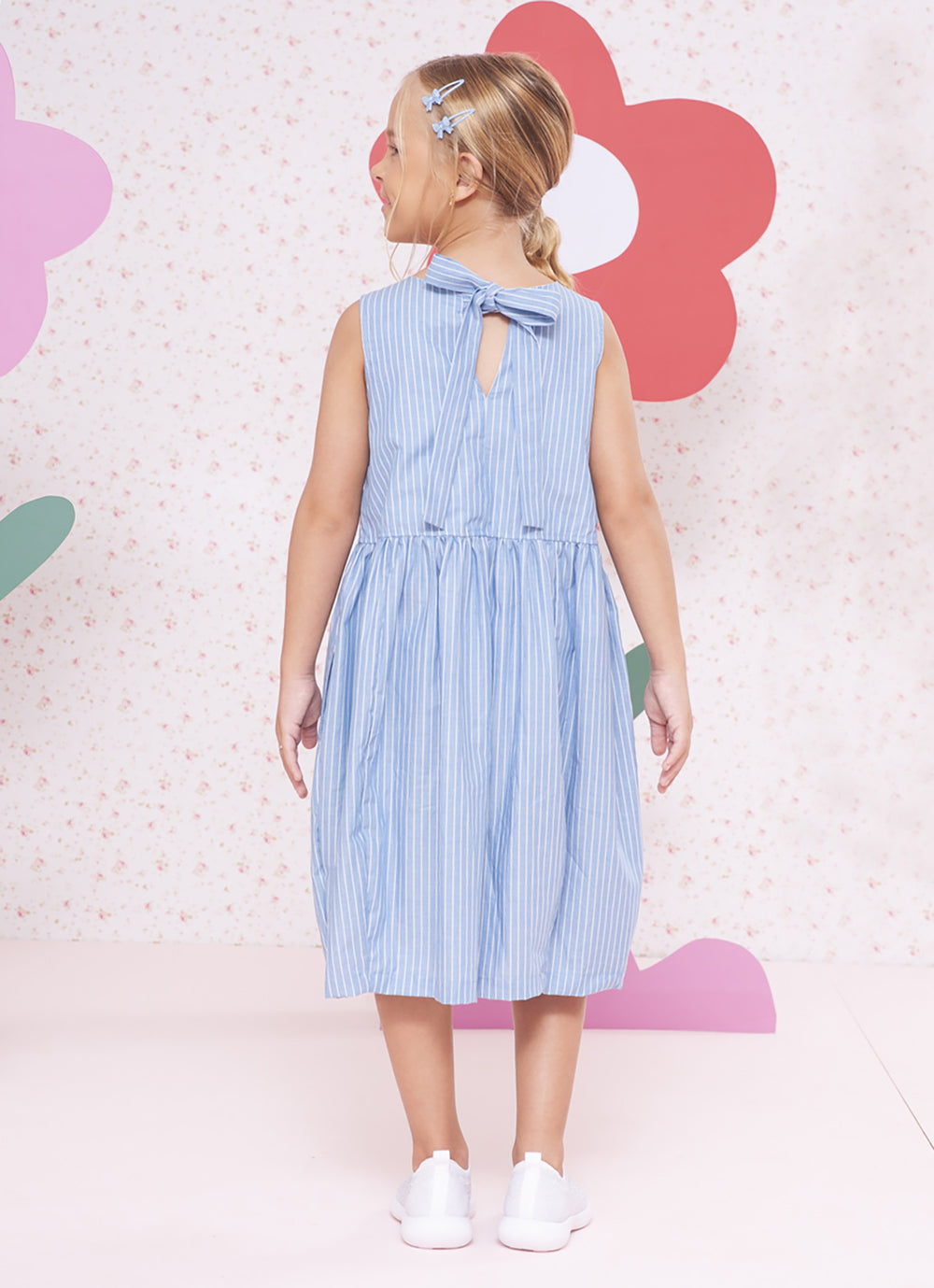 Vestido Algodão Listrado Lacinhos