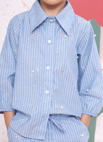 Camisa Algodão Listrada Lacinhos