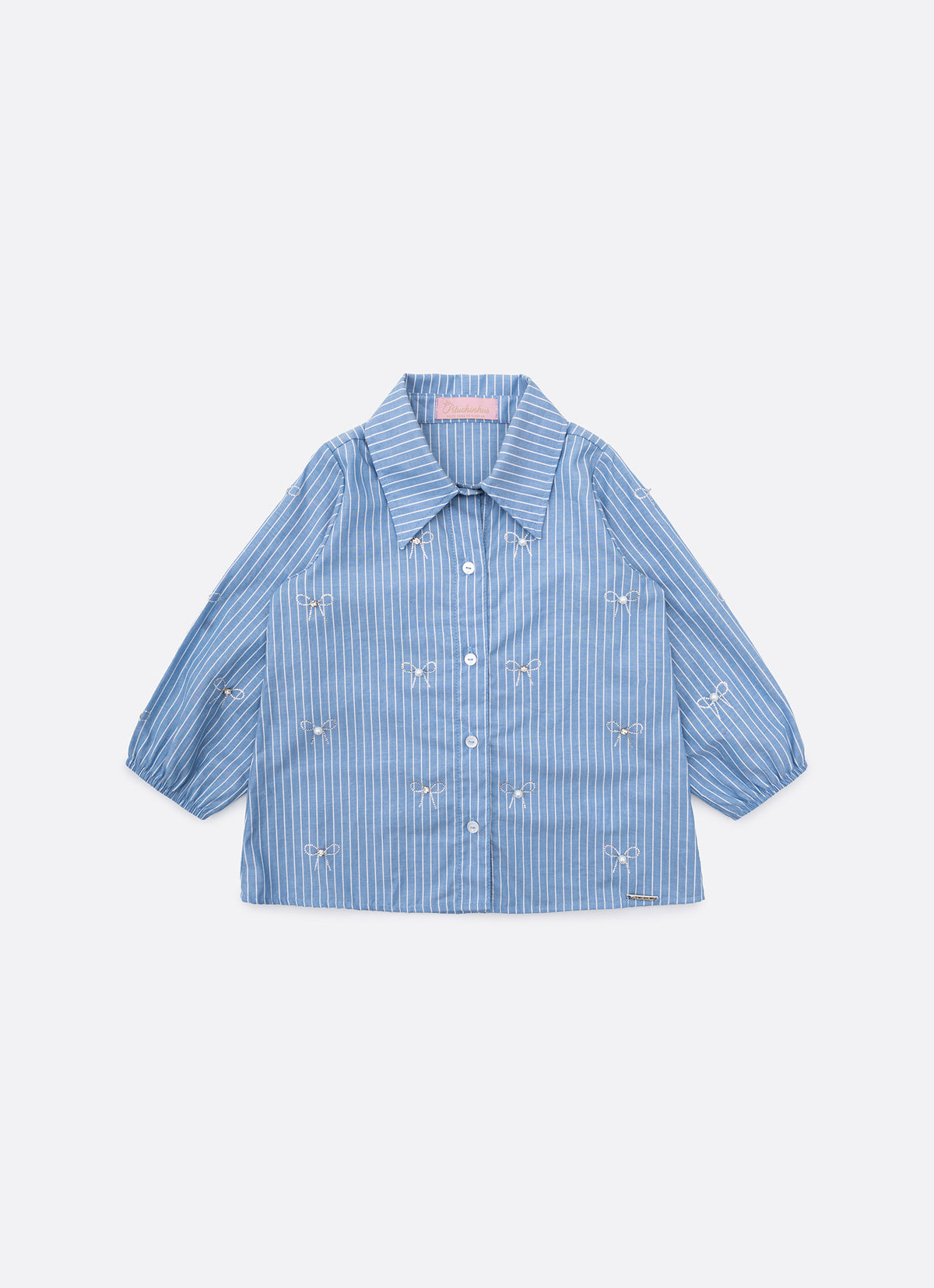 Camisa Algodão Listrada Lacinhos