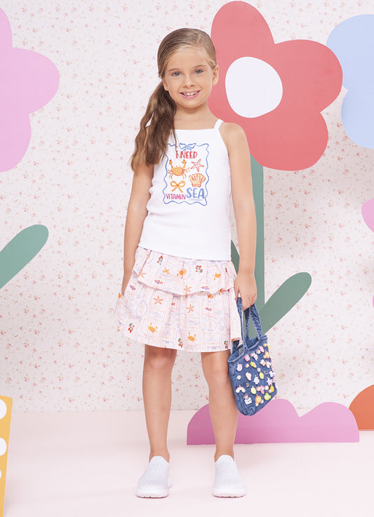 Saia Short Algodão Estampada
