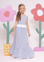 Vestido Longo Algodão Listrado Broderi