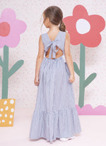 Vestido Longo Algodão Listrado Broderi