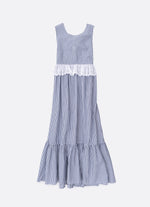 Vestido Longo Algodão Listrado Broderi