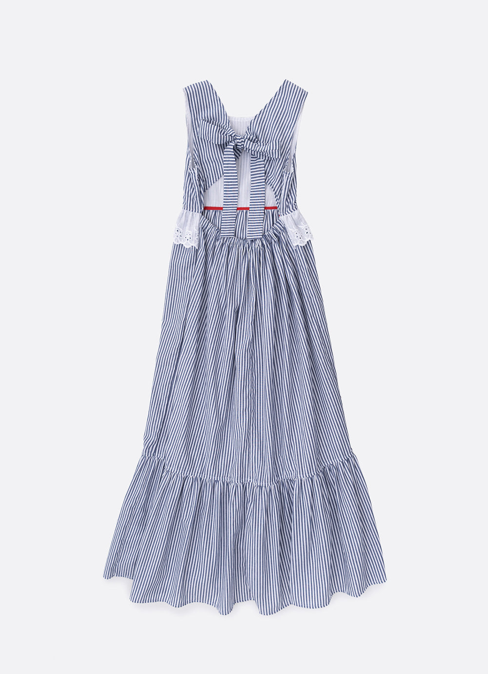 Vestido Longo Algodão Listrado Broderi