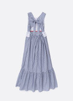 Vestido Longo Algodão Listrado Broderi