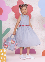 Vestido Algodão Listrado com Cinto