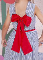 Vestido Algodão Listrado com Cinto