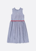 Vestido Algodão Listrado com Cinto