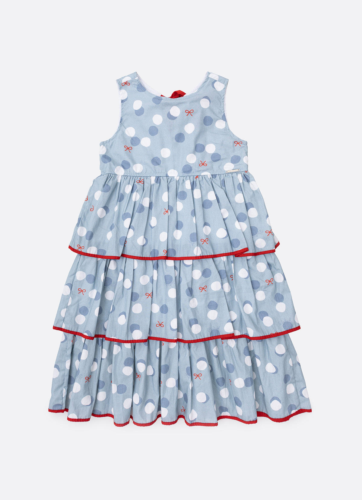 Vestido Algodão Poá Babados