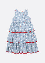 Vestido Algodão Poá Babados