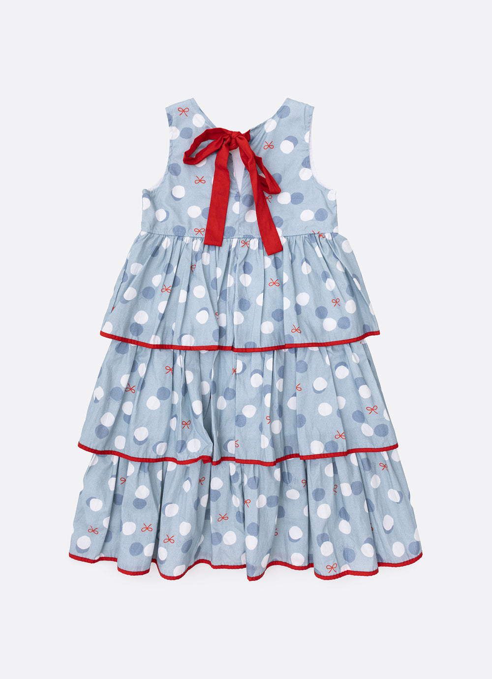 Vestido Algodão Poá Babados