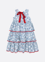 Vestido Algodão Poá Babados