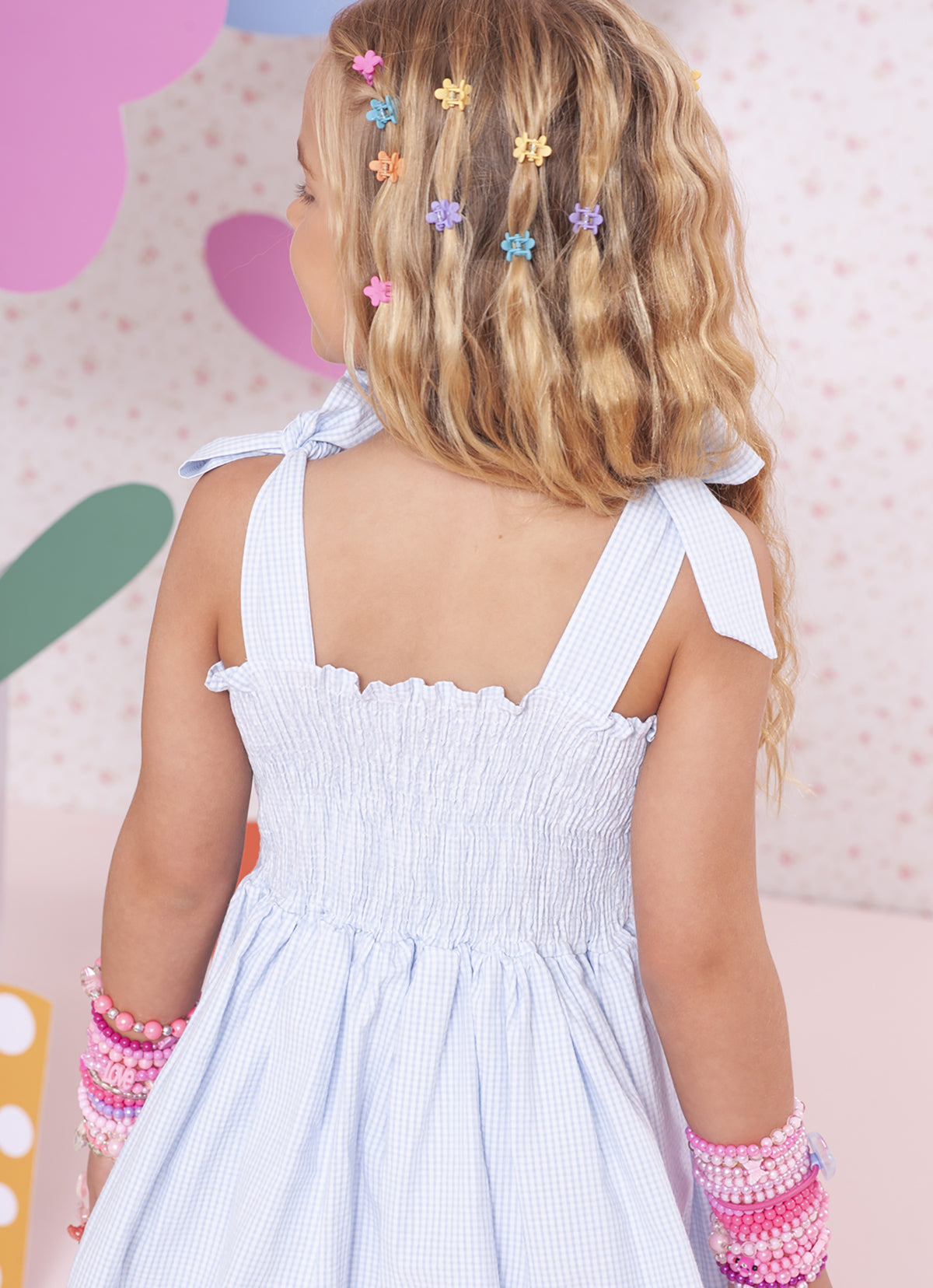 Vestido Algodão Xadrez Babados