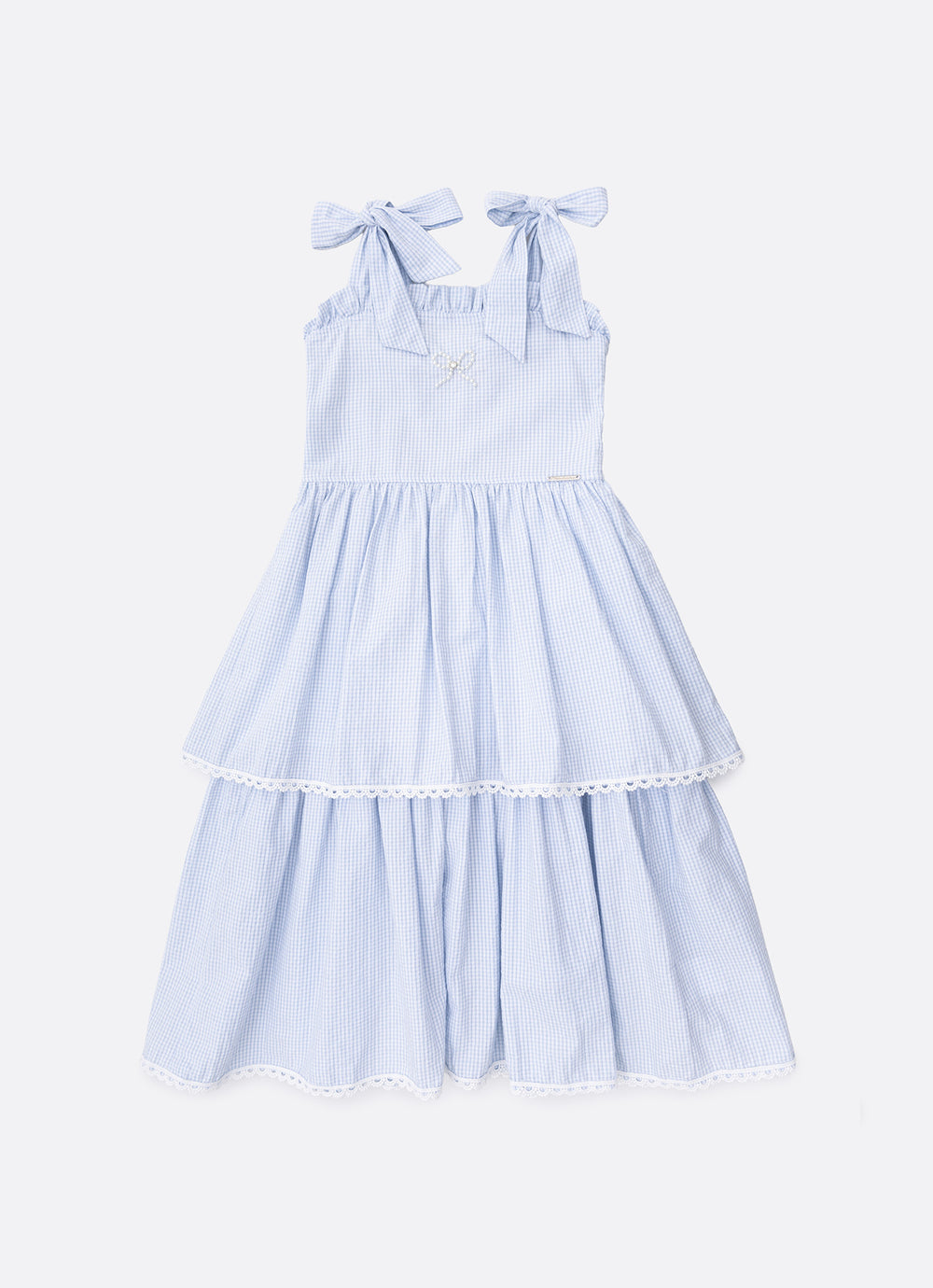 Vestido Algodão Xadrez Babados