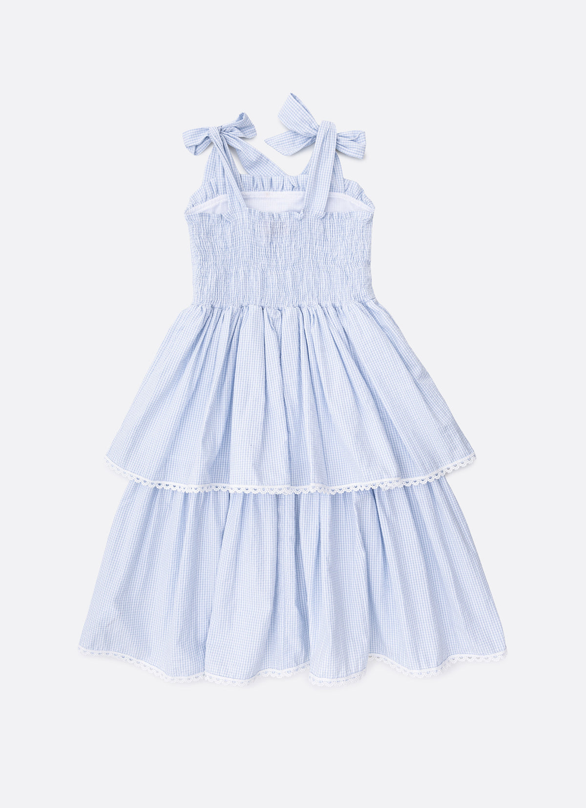 Vestido Algodão Xadrez Babados
