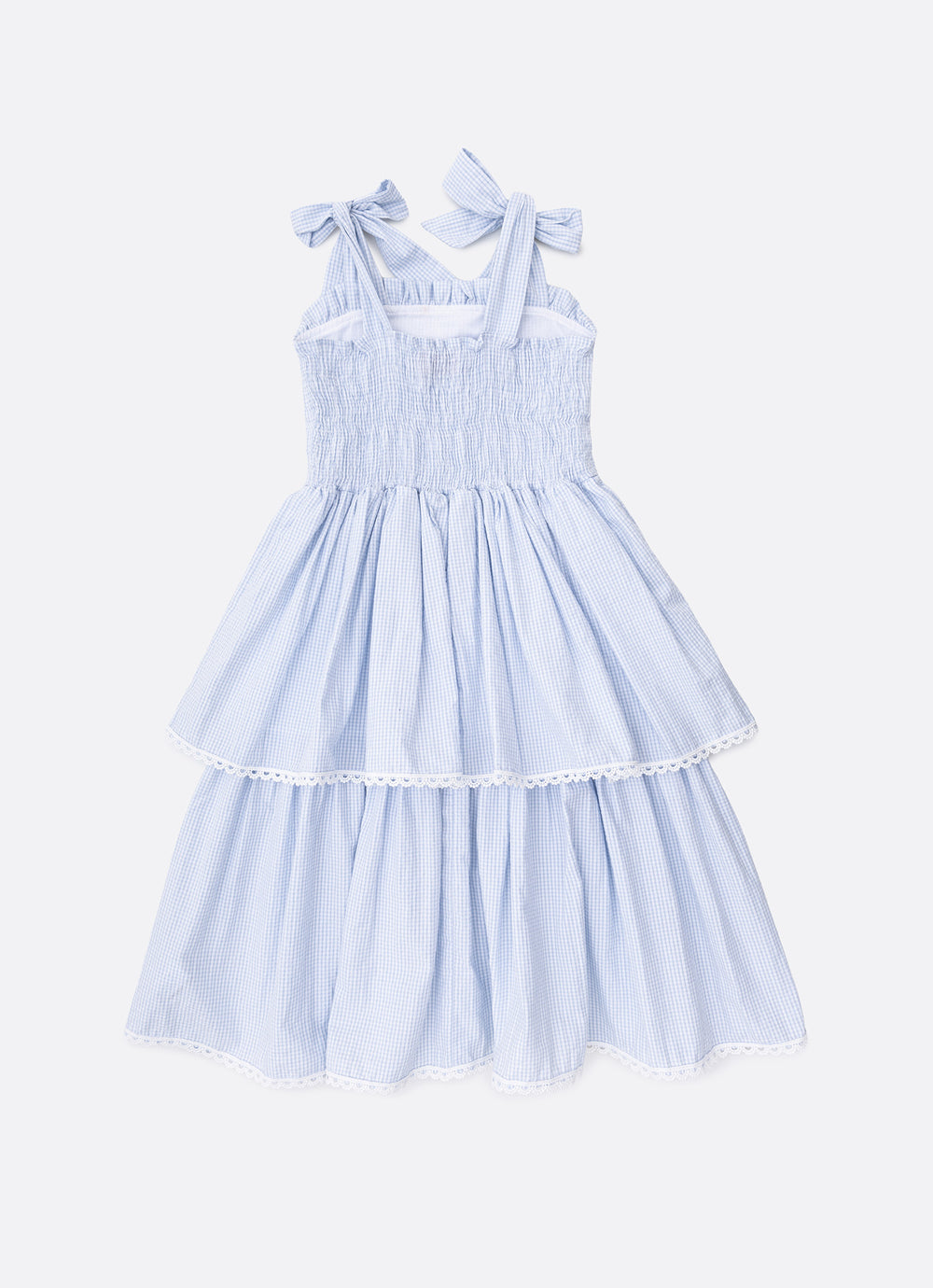 Vestido Algodão Xadrez Babados