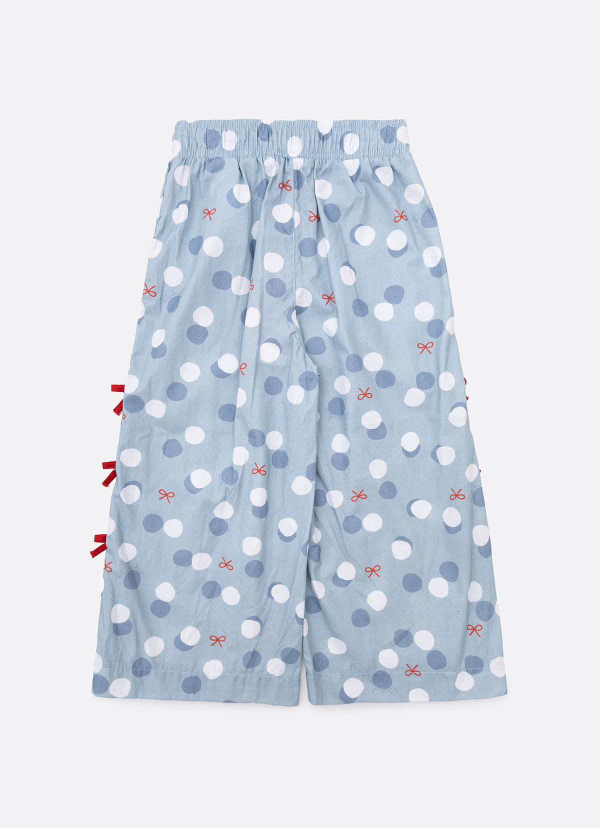 Calça Reta Algodão Poá Lacinhos