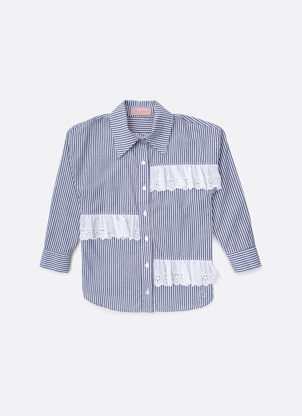 Maxi Camisa Algodão Listrado Broderi