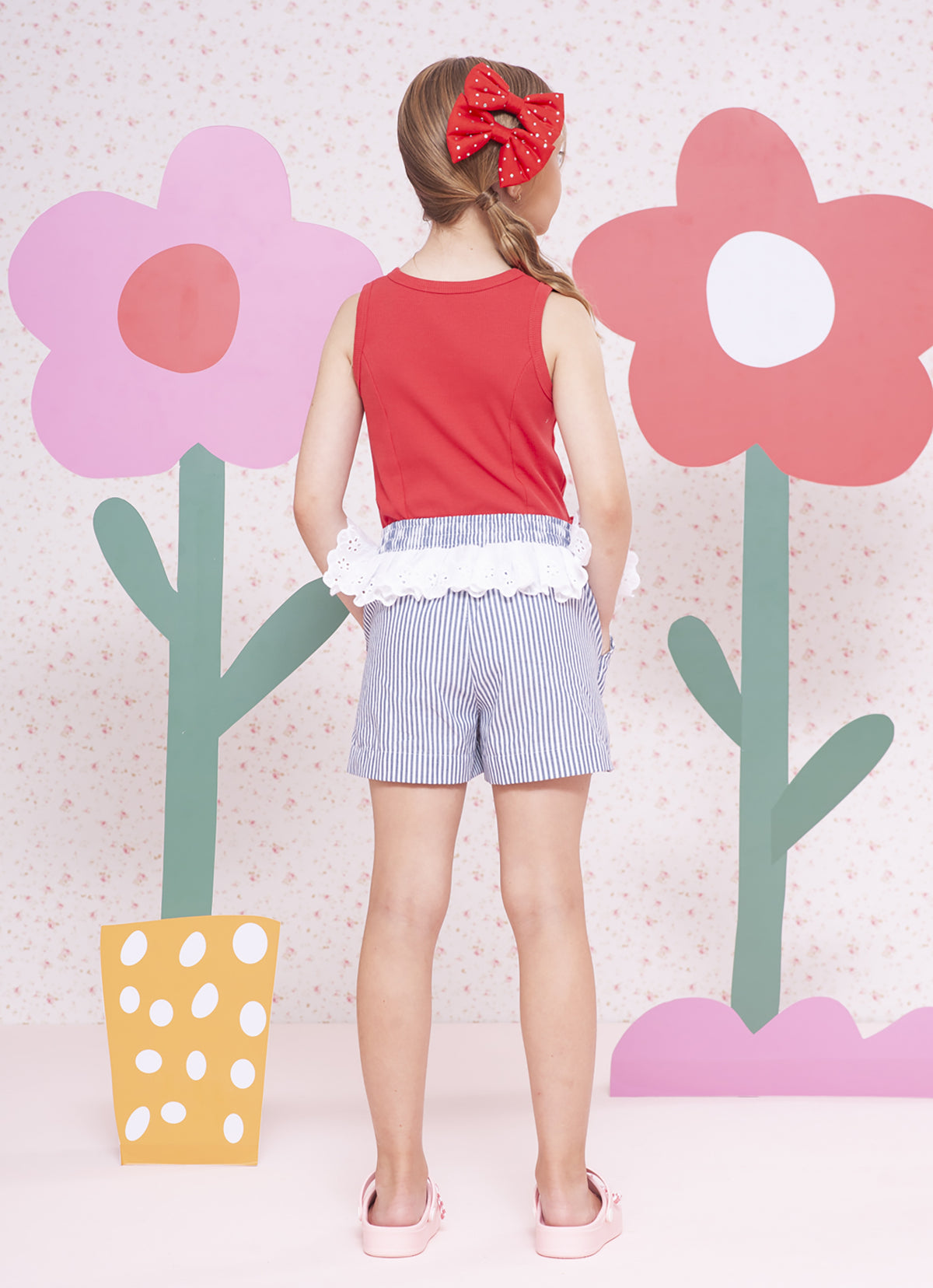 Short Algodão Listrado Broderi