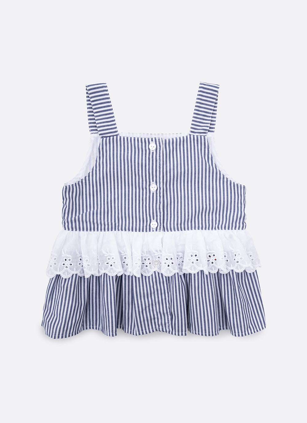 Blusa Algodão Listrada Broderi