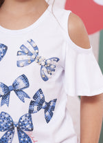 Blusa Cotton Serigrafia Multi Laços Bordados