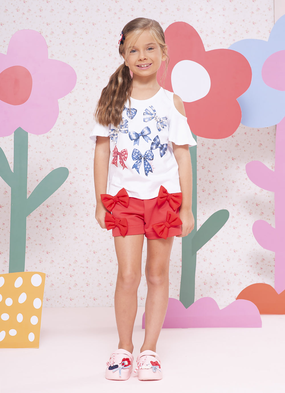 Blusa Cotton Serigrafia Multi Laços Bordados