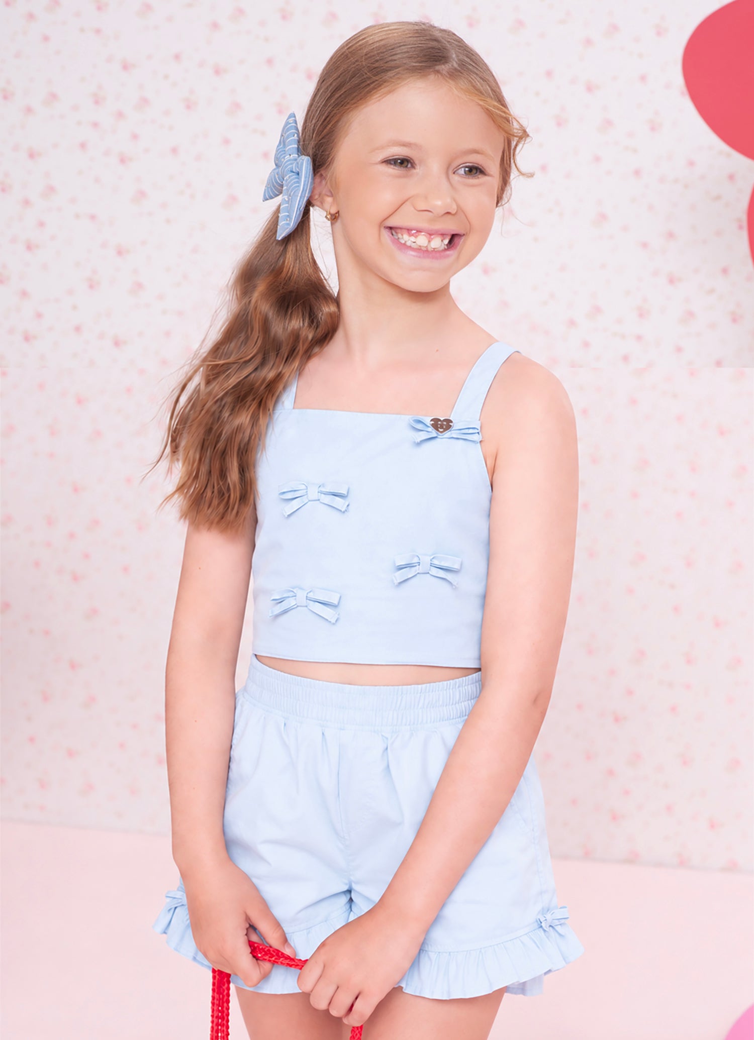 Blusa Cropped Algodão Lacinhos