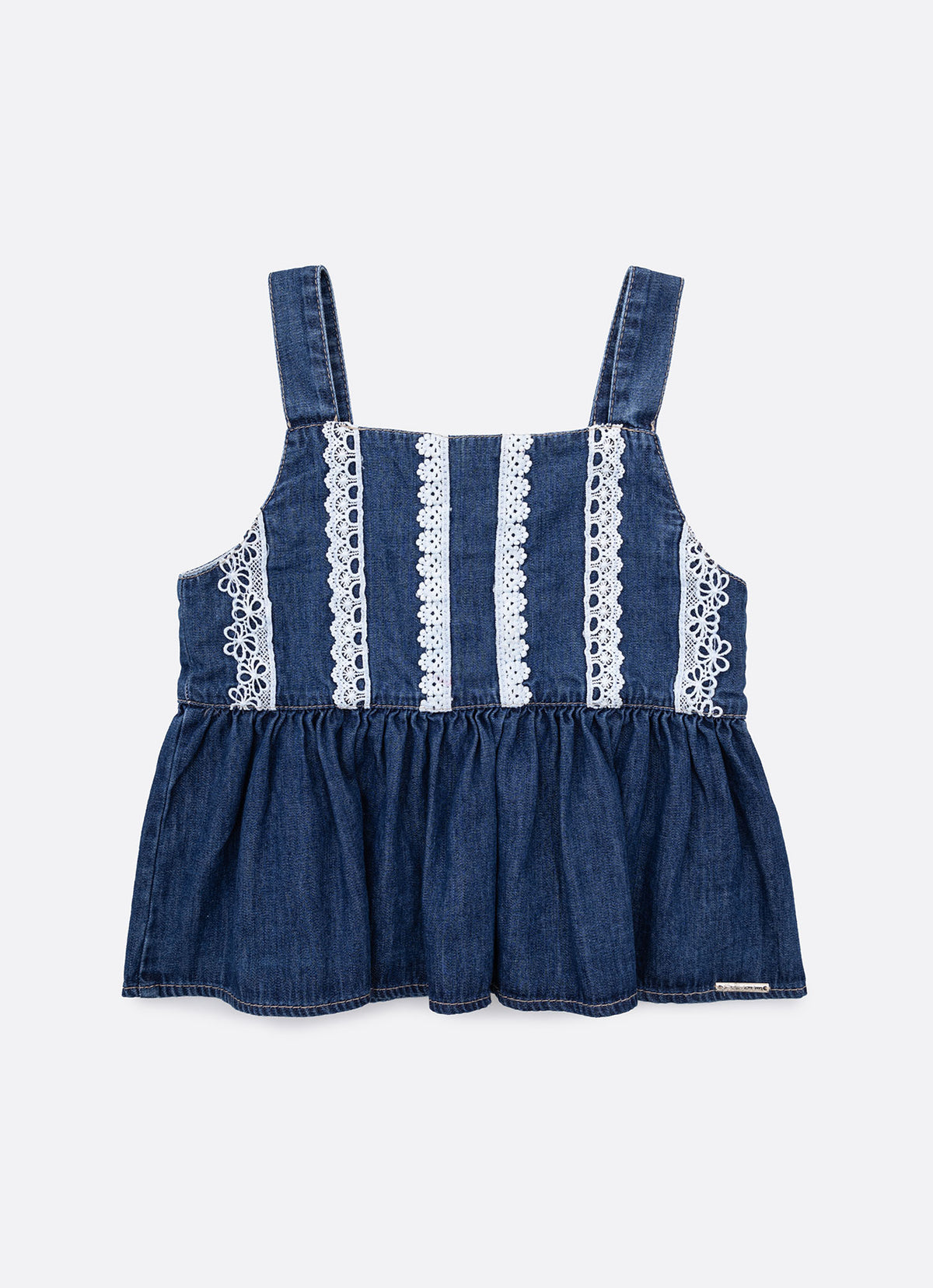 Blusa Jeans Fino Rendinhas