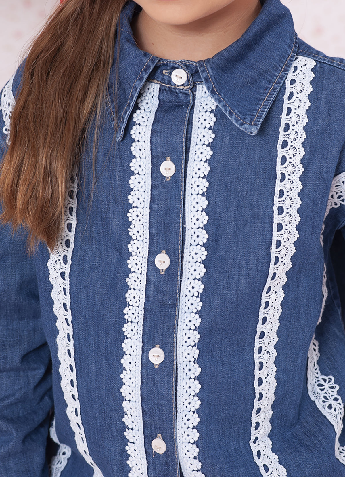 Camisa Jeans Fino Rendinhas