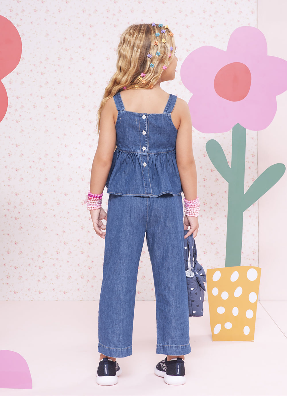 Calça Pantacourt Jeans Fino Rendinhas