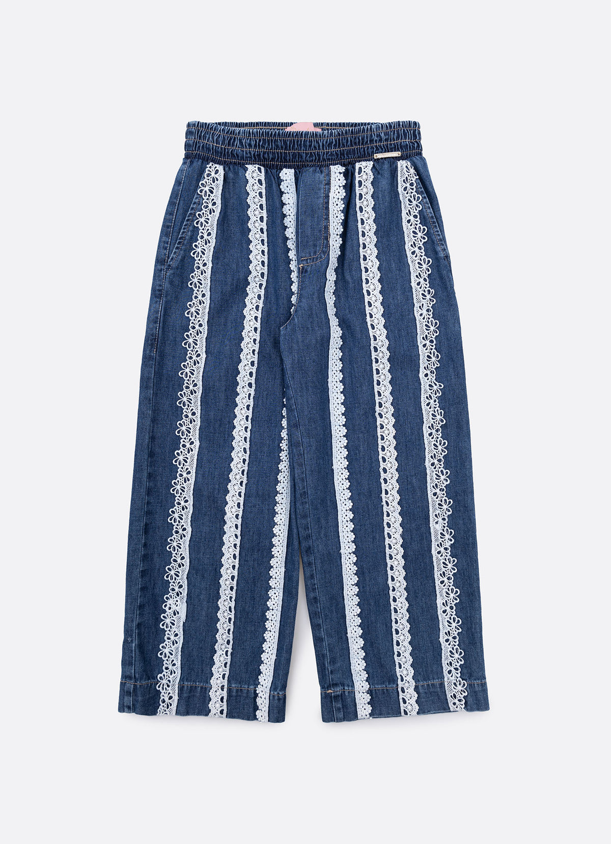 Calça Pantacourt Jeans Fino Rendinhas