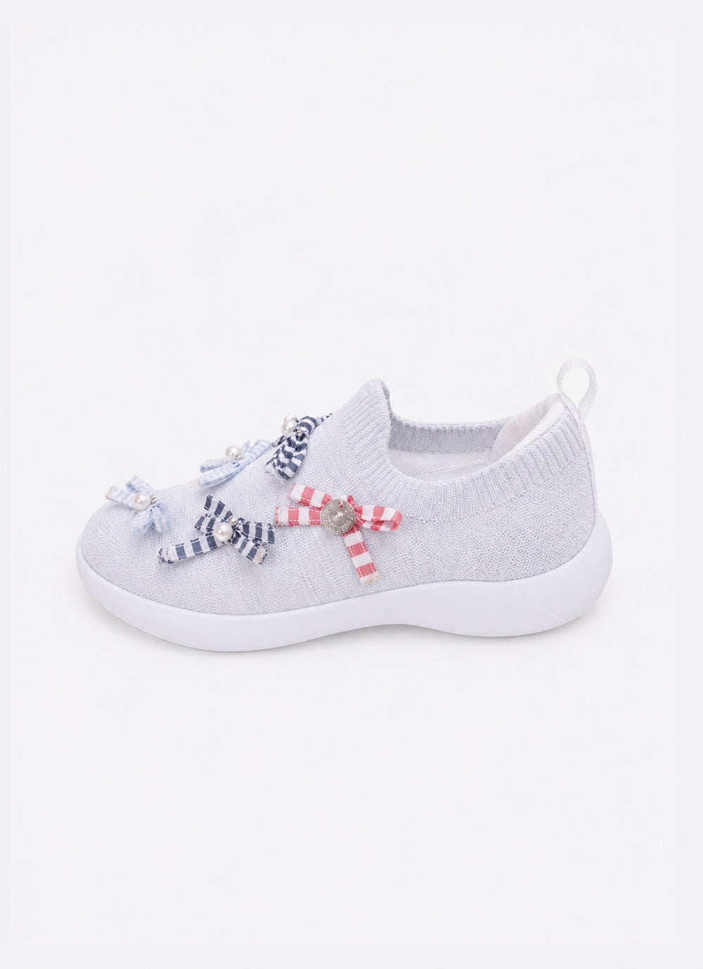 Tênis Knit Lacinhos Listrado e Xadrez