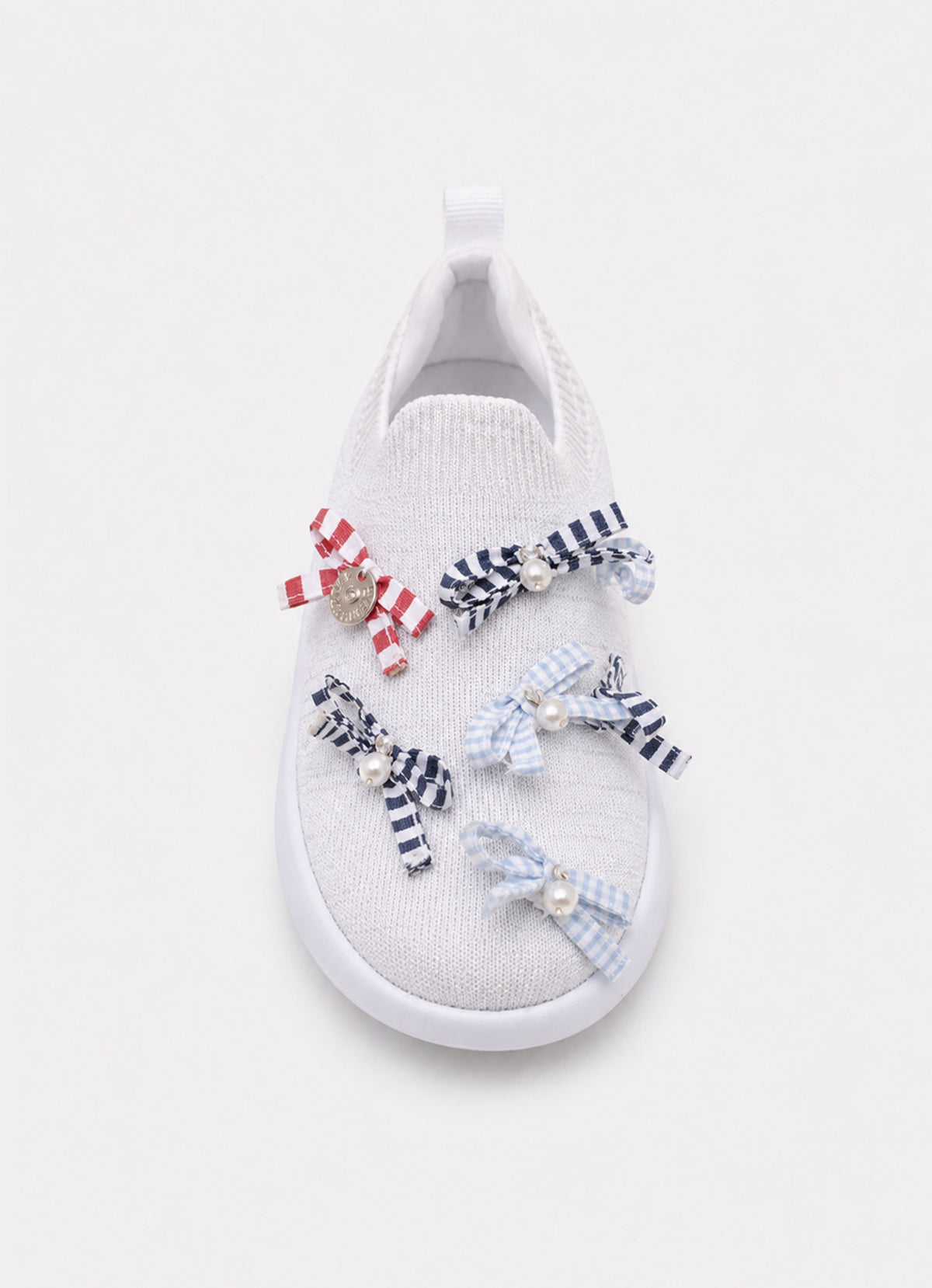 Tênis Knit Lacinhos Listrado e Xadrez