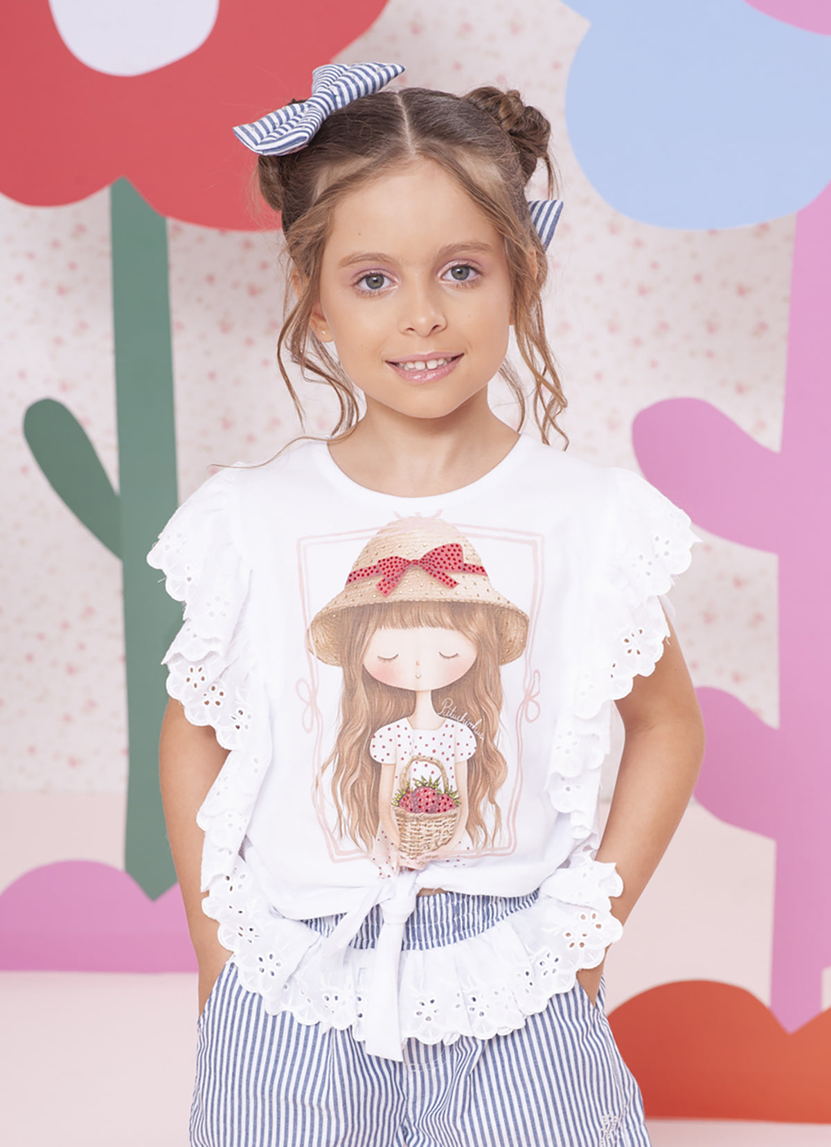 Blusa Cotton Boneca Broderi Mangas