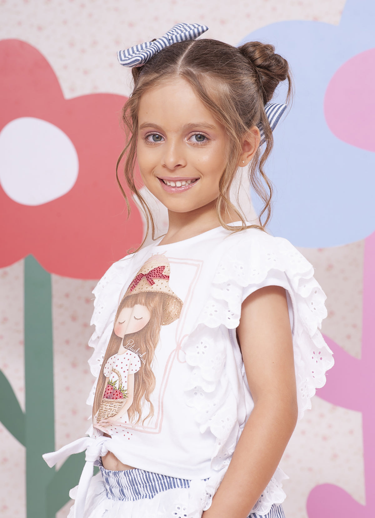 Blusa Cotton Boneca Broderi Mangas