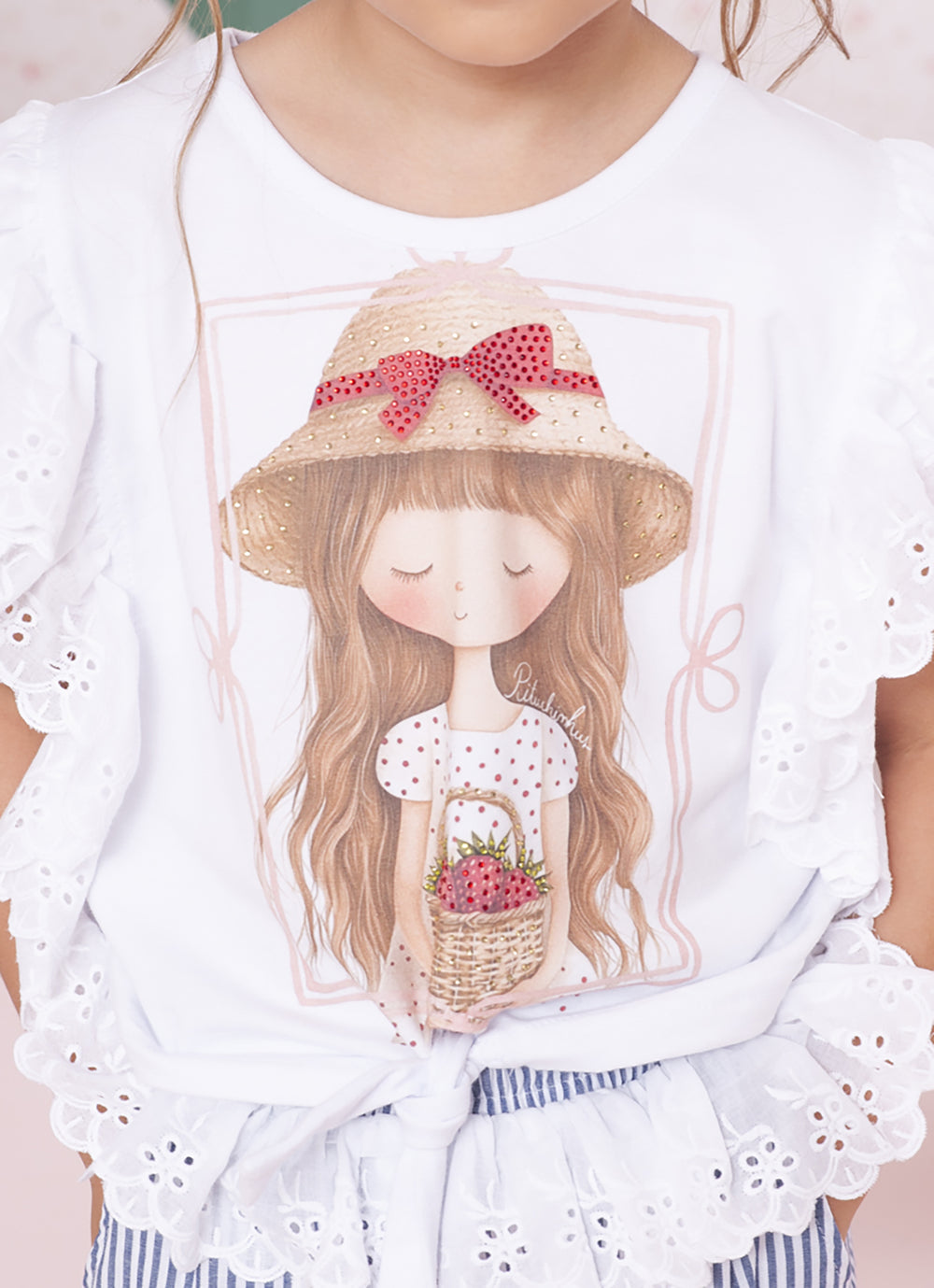 Blusa Cotton Boneca Broderi Mangas