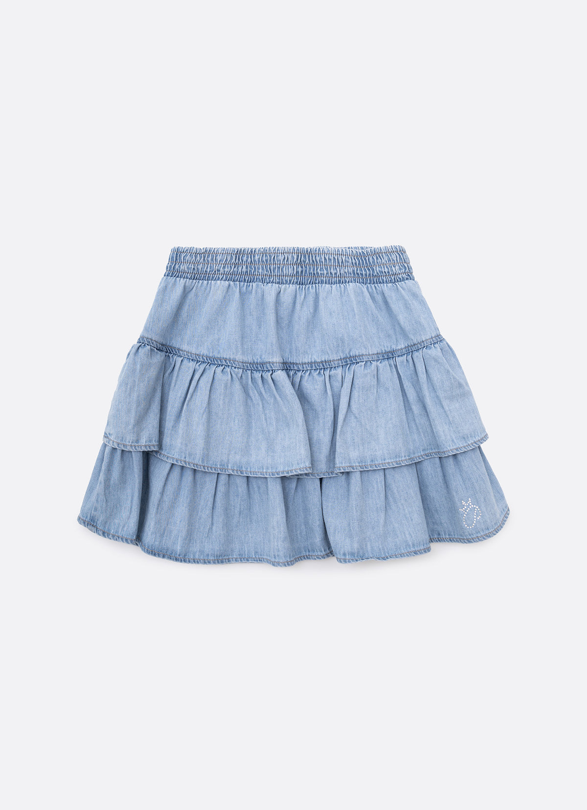 Saia Shorts Jeans Fino Babado