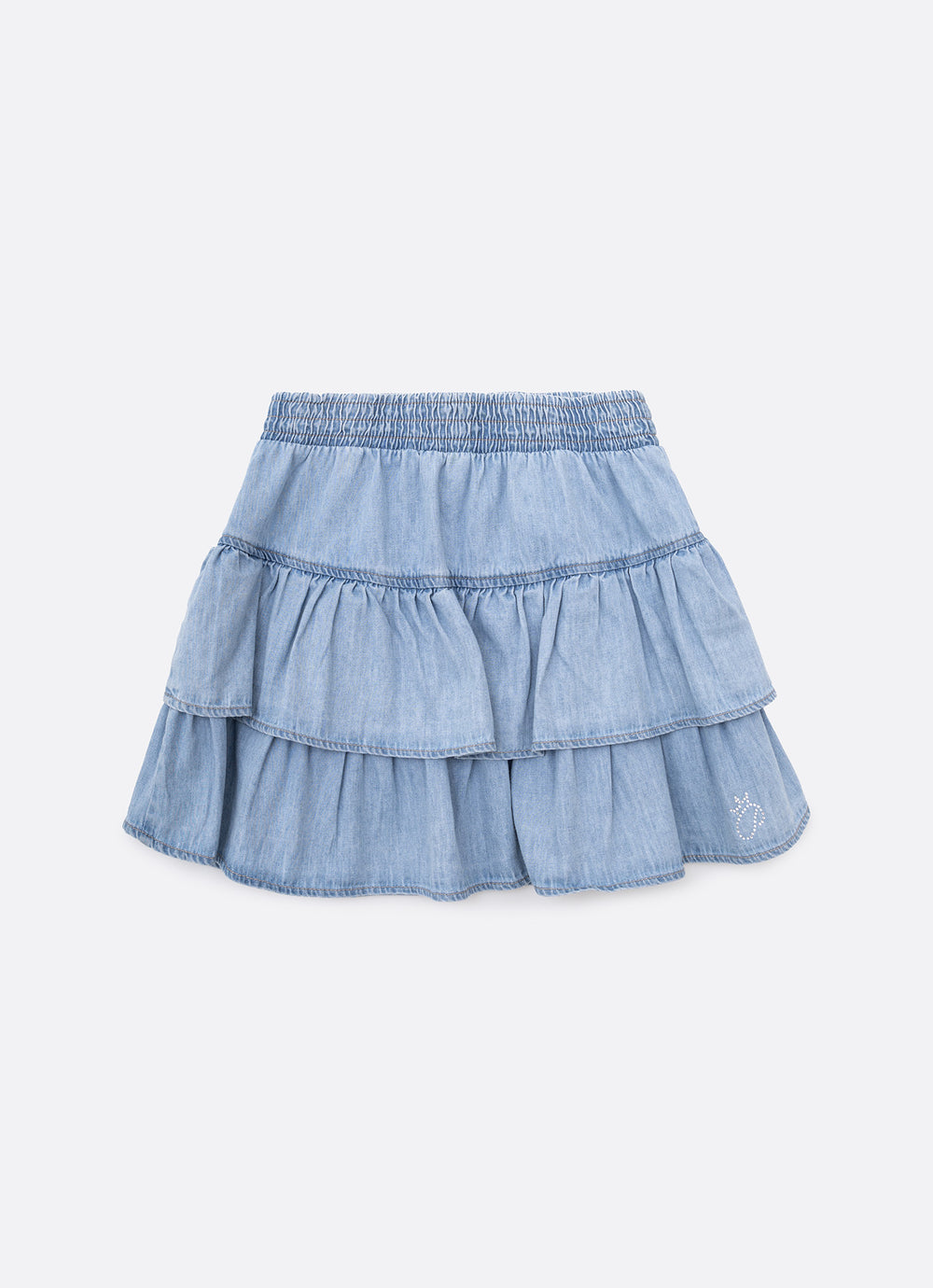 Saia Shorts Jeans Fino Babado